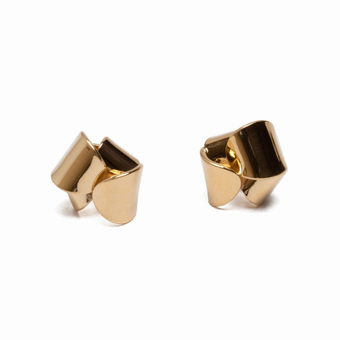 Small Asymmetrical Folded Studs - Gold Petite Accessory