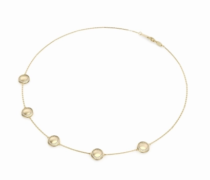 Divine Adornment Wedding Day Item Noam Carver Aura Collection Round Shape Diamonds 14K Yellow Gold Station Necklace (.63ctw)