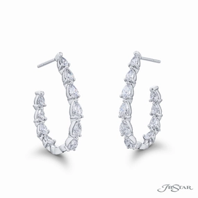 JB Star Pear Large Hoop Diamond Earrings in Platinum (2.50ctw) Luxurious Jewelry Fashionable Accessory