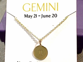 Meaningful Jewelry Versatile Gift 16" - 18" Gold Plated Sterling Gemini Zodiac Necklace