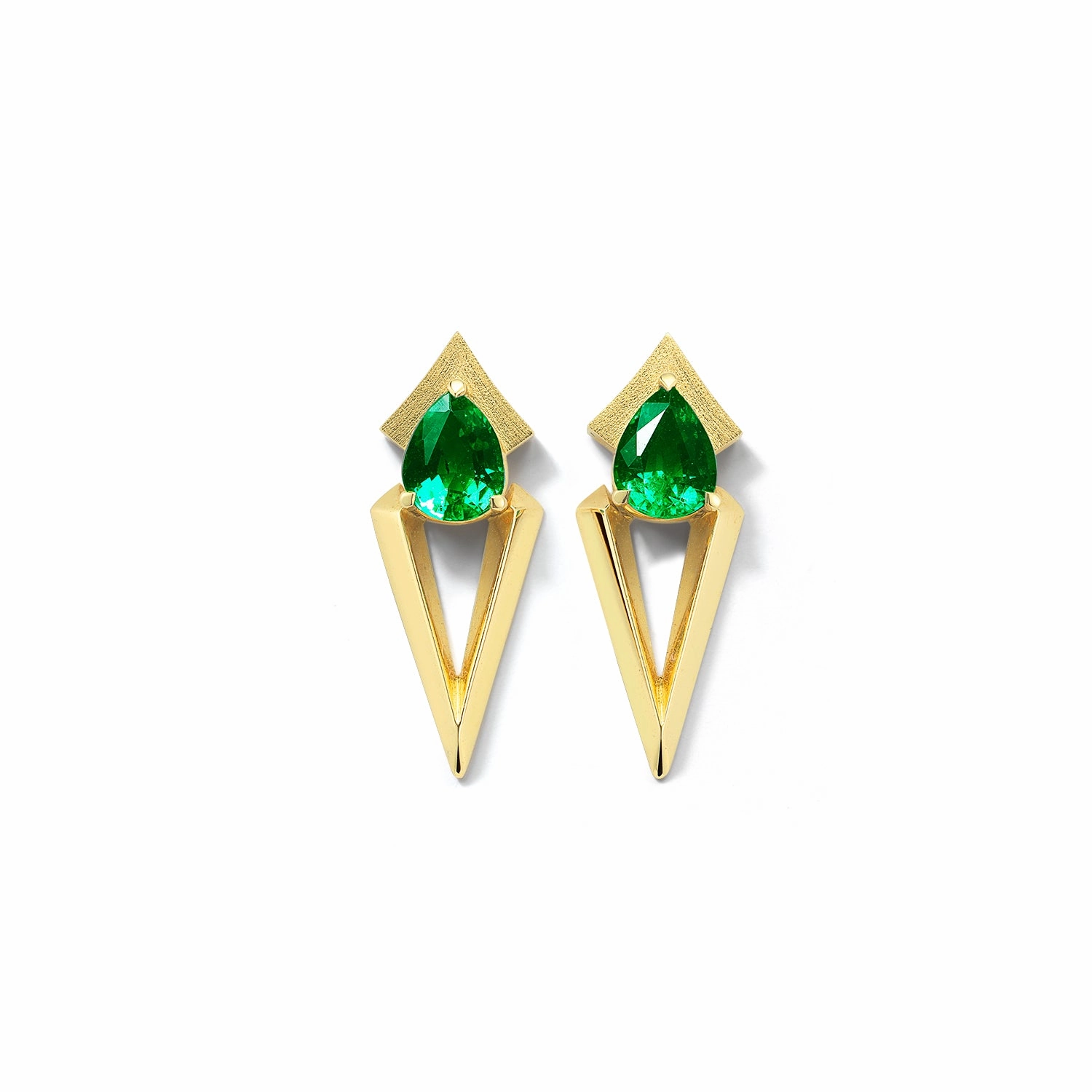 Bremer Jewelry Pear Shaped Emeralds Drop Earrings in 18K Yellow Gold (0.55ctw) Radiant Design