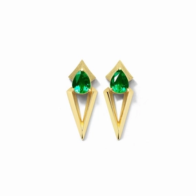 Bremer Jewelry Pear Shaped Emeralds Drop Earrings in 18K Yellow Gold (0.55ctw) Radiant Design