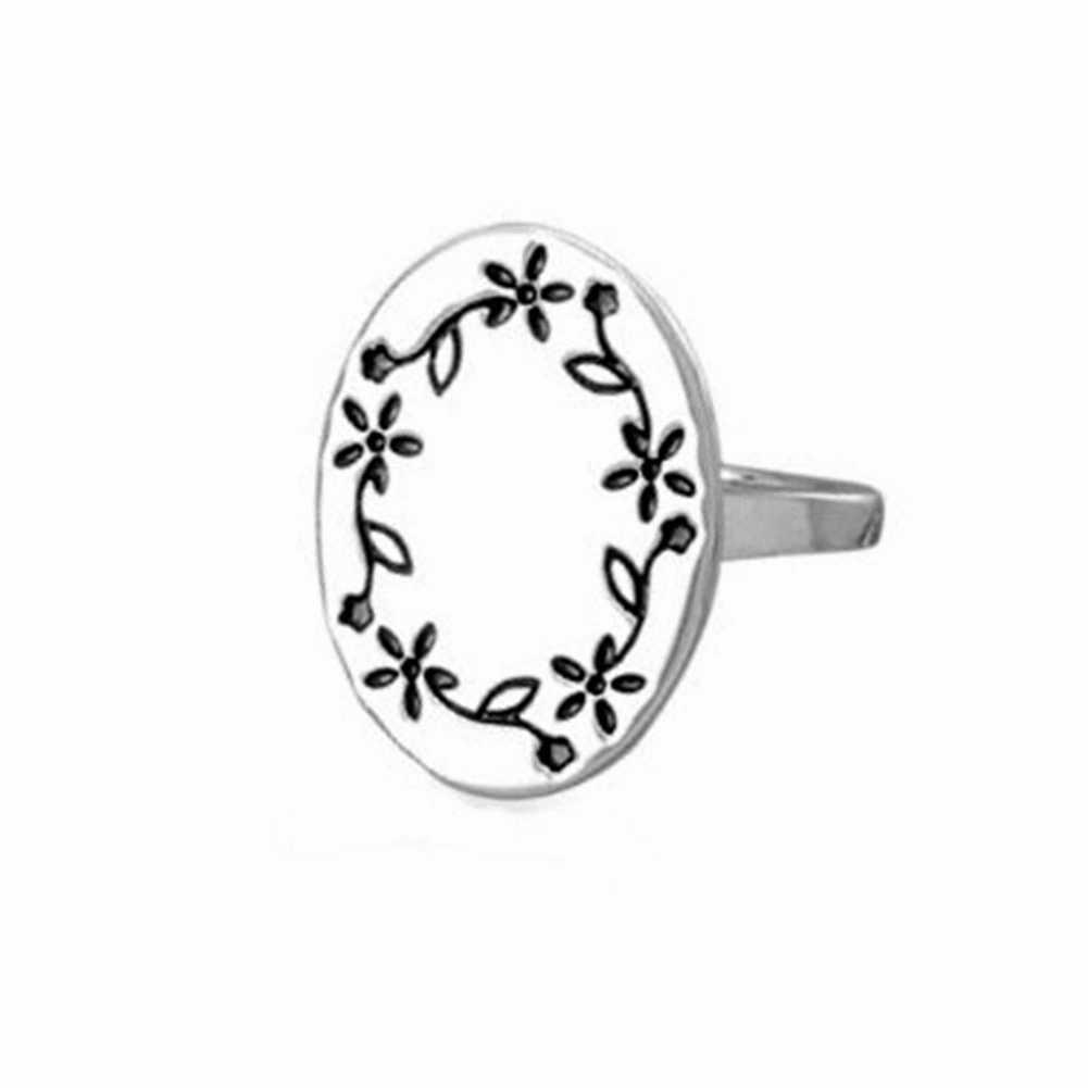 Special Present Floral Vine Design Ring with Engraveable Center, 5