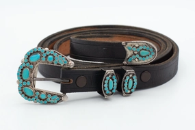 Virgil Dishta Sr. Zuni Handmade Sterling Silver Turquoise Belt Quiet Glow