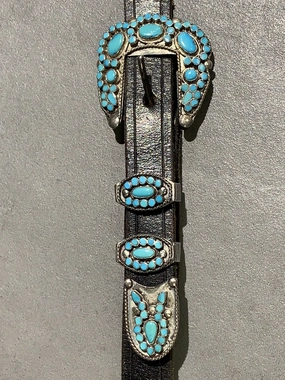 Virgil Dishta Sr. Zuni Turquoise Sterling Silver Ranger Set Everyday Layer