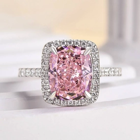 Chic Style Louily Precious Cushion Cut Pink Stone Engagement Ring