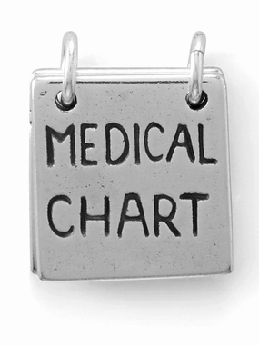 Medical Chart Charm Sterling Silver - Opens Up Gentle Spark Evening Style
