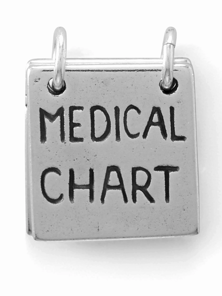 Medical Chart Charm Sterling Silver - Opens Up Gentle Spark Evening Style