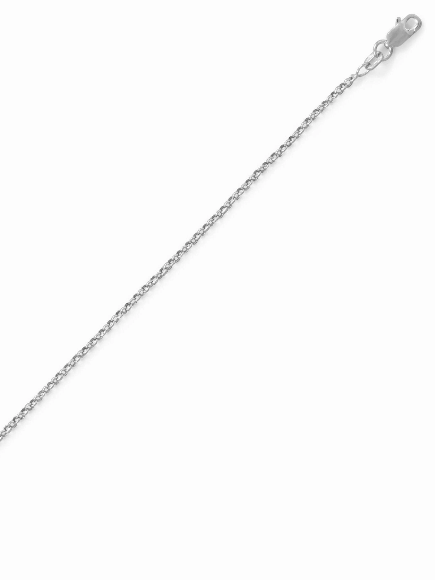 Premium Jewelry Vibrant Sparkle Rolo Chain 1.1mm Necklace Rhodium on Sterling Silver Nontarnish