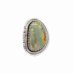 Walter Vandaver Navajo Handmade Sterling Silver Turquoise Ring Dazzling Effect