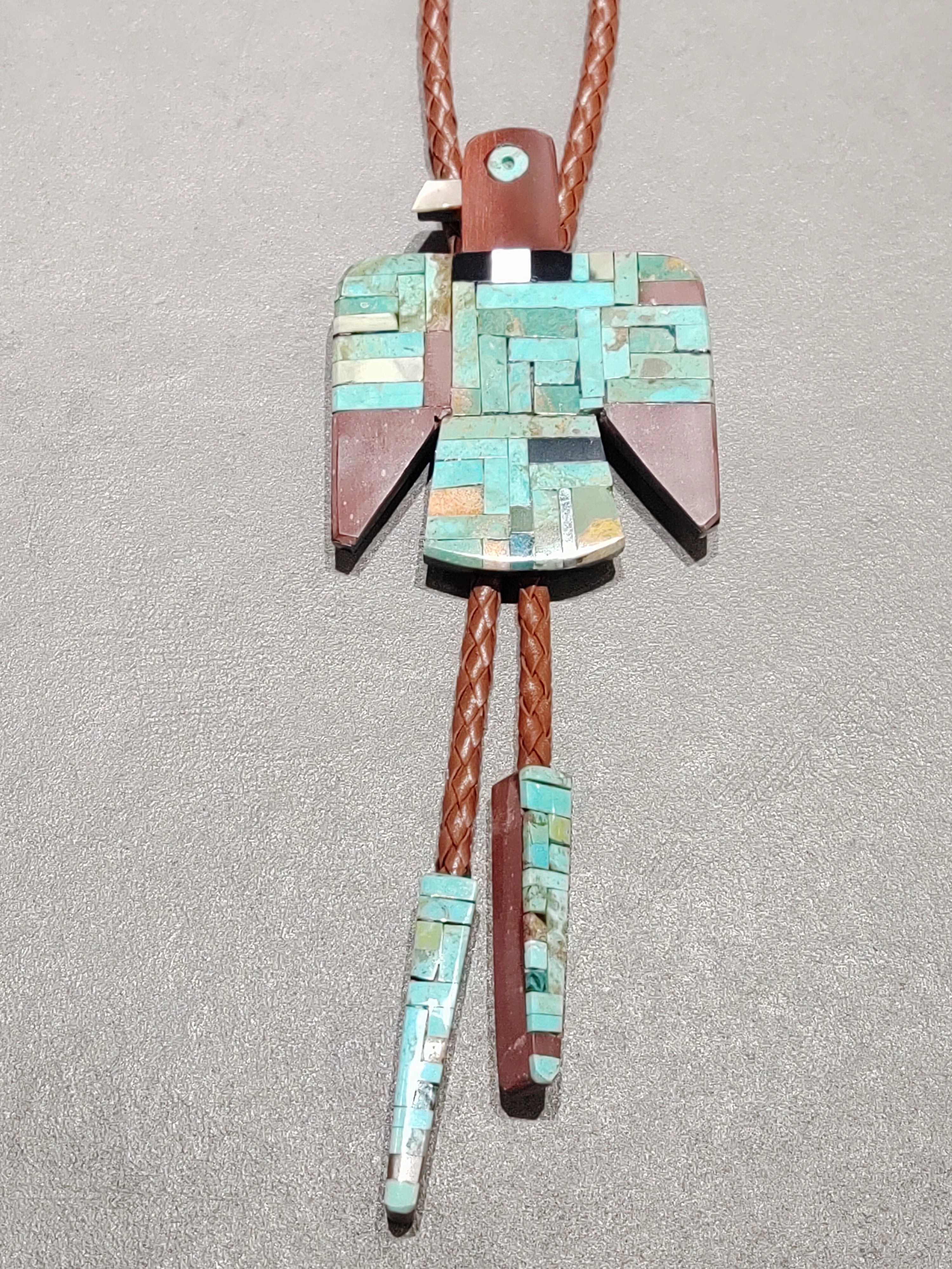 Night Feature Warren Nieto Kewa Inlay Turquoise Pipestone Bolo  Handmade Native American