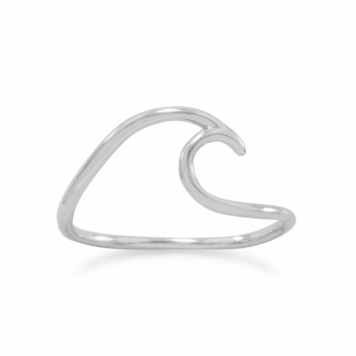 Wave Shape Wire Ring Rhodium on Sterling Silver - Nontarnish Personal Choice