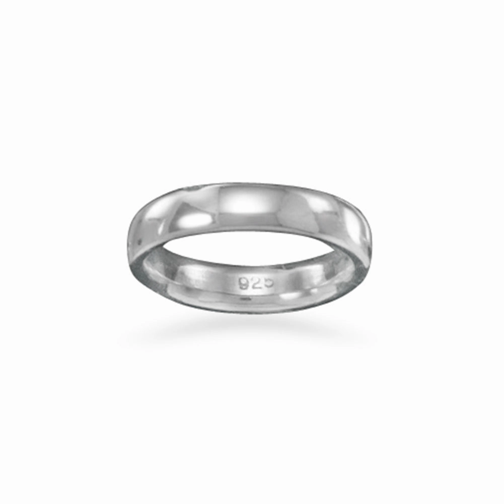 Wedding Band Ring Men Women Rhodium on Sterling Silver 4mm Width Comfort Fit Future Use Tech Integrated
