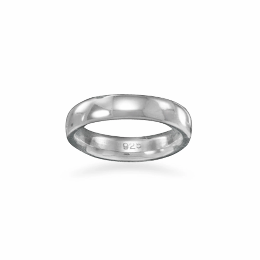 Wedding Band Ring Men Women Rhodium on Sterling Silver 4mm Width Comfort Fit High-End Adornment