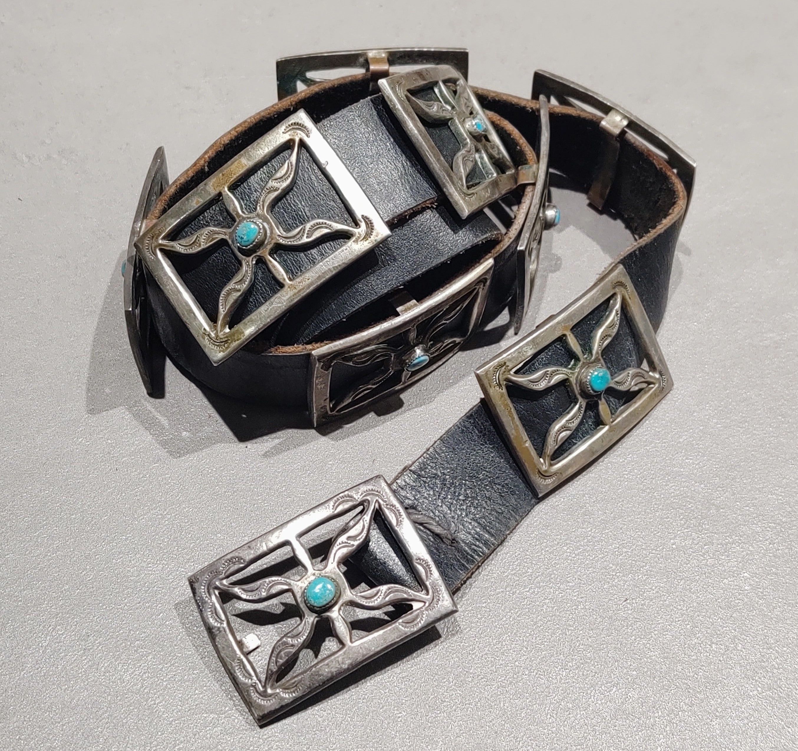 Sterling Silver Navajo Concho Belt - Handmade Native American Sparkling Edge