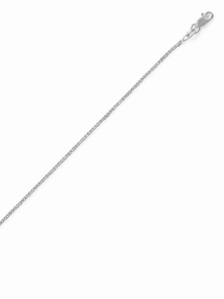 Style Pop Wheat Chain Necklace 1.2mm Wide Rhodium on Sterling Silver Lobster Clasp