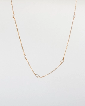 Minimal Detail Shimmering Effect White Sapphire Leaflet Necklace