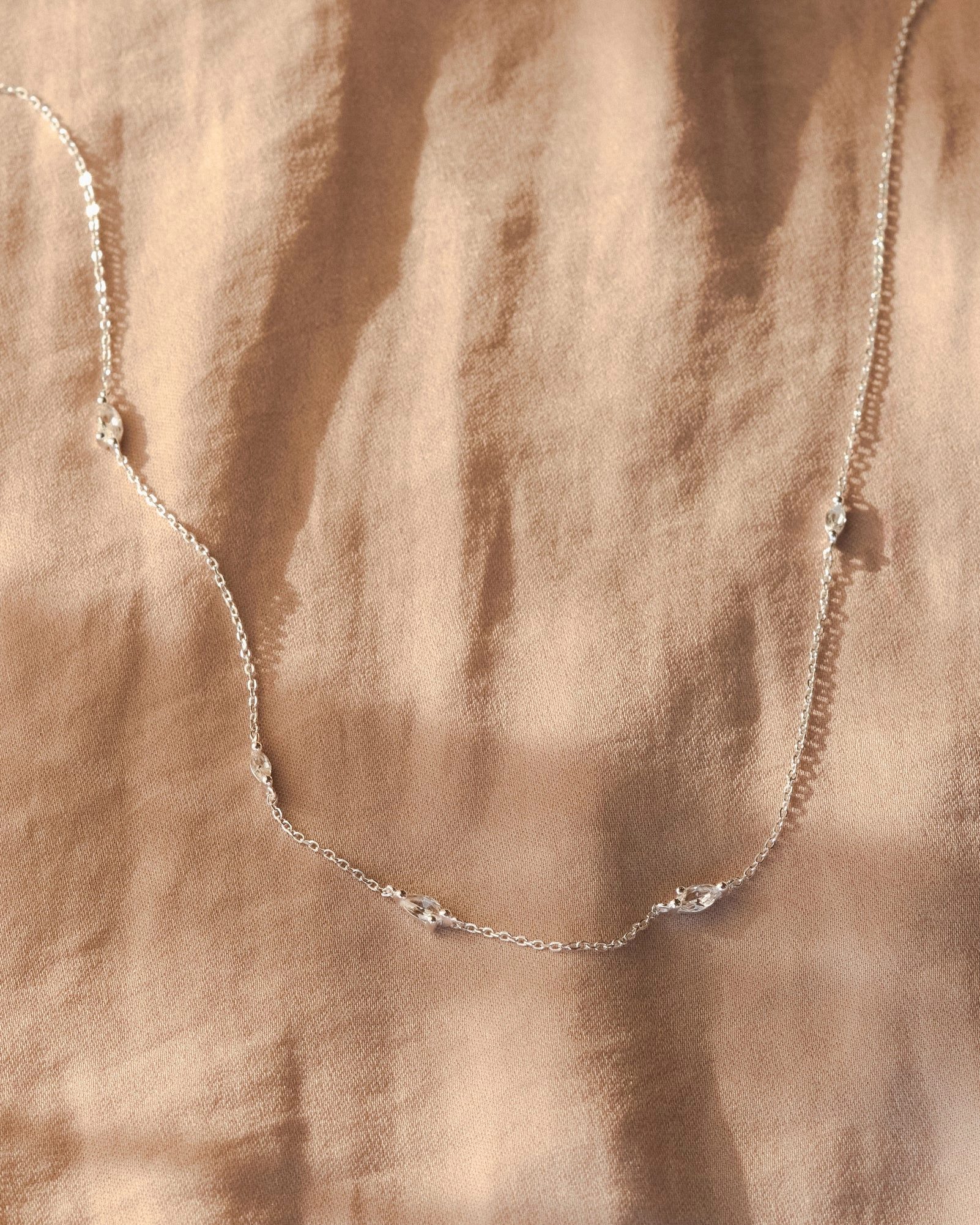 White Sapphire Leaflet Necklace Layered Accent Dressy Mood