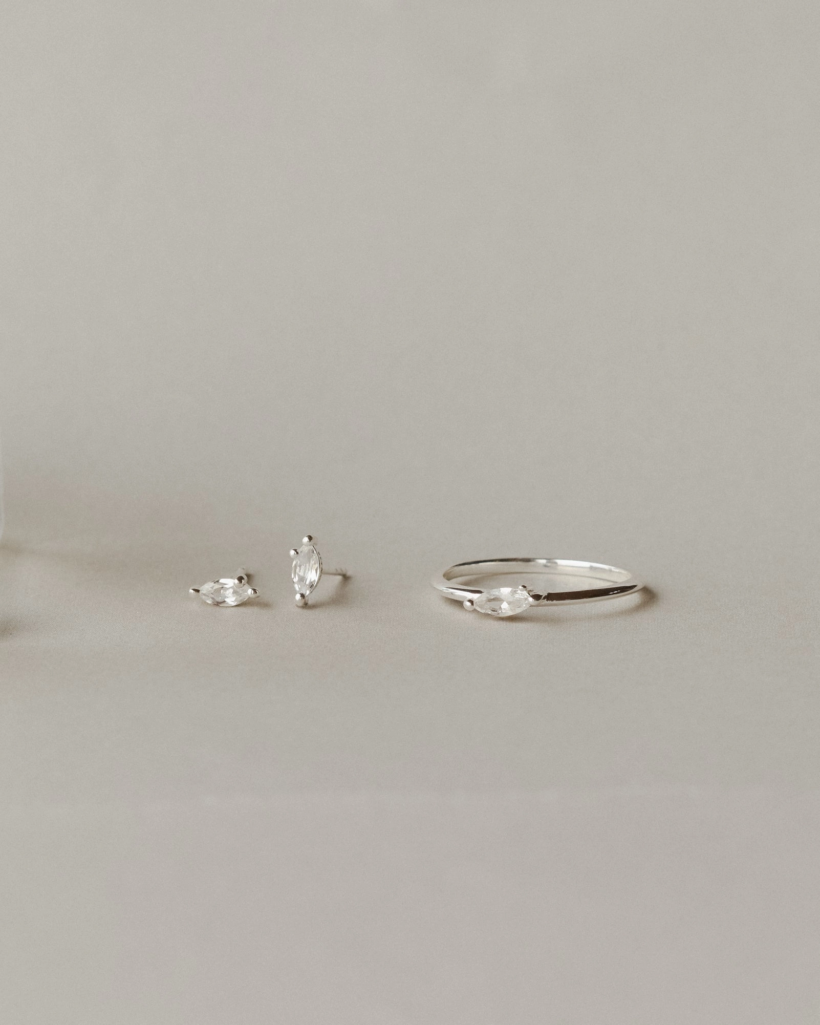 Crisp Edge White Sapphire Leaflet Studs