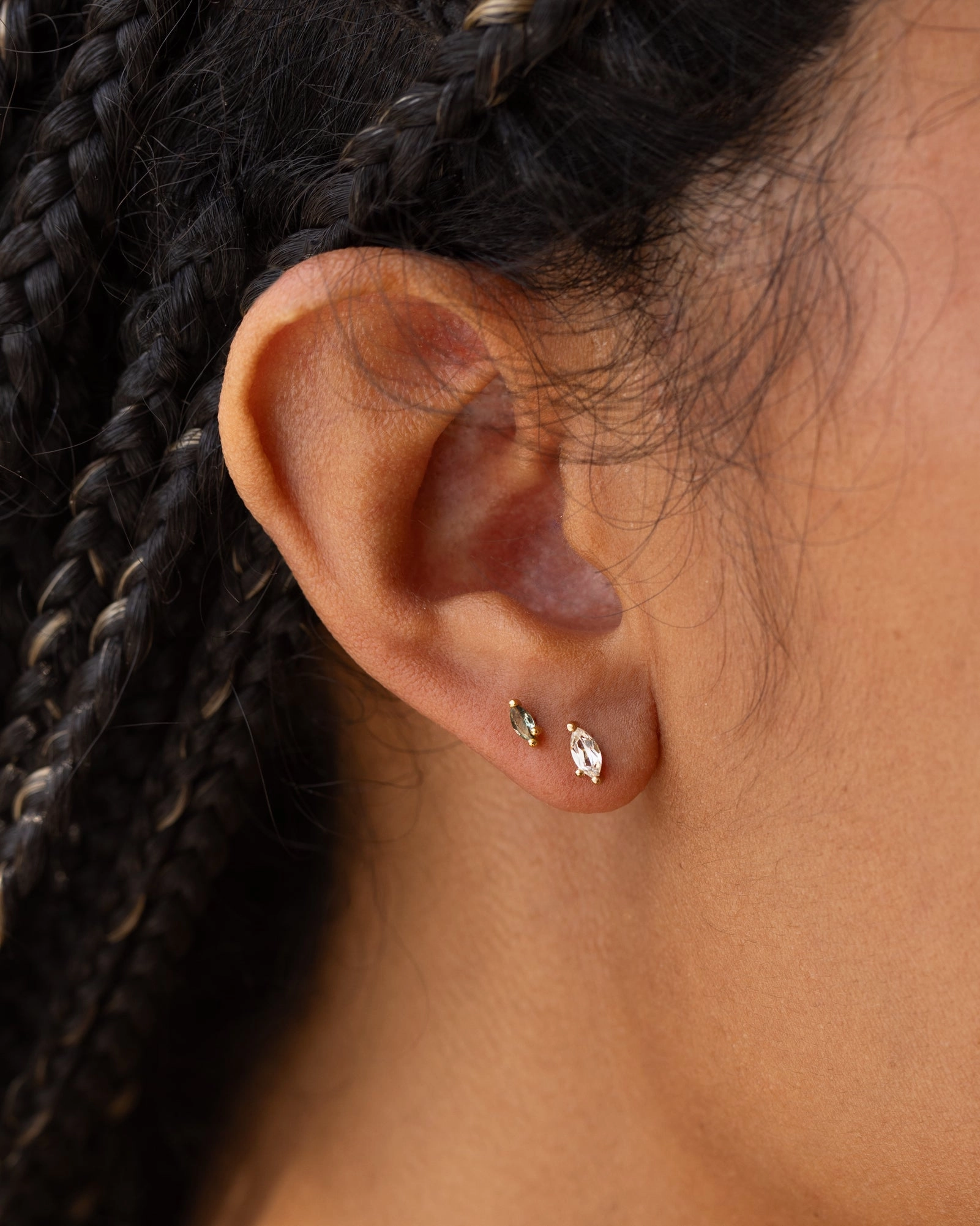 Impeccable Accent White Sapphire Leaflet Studs