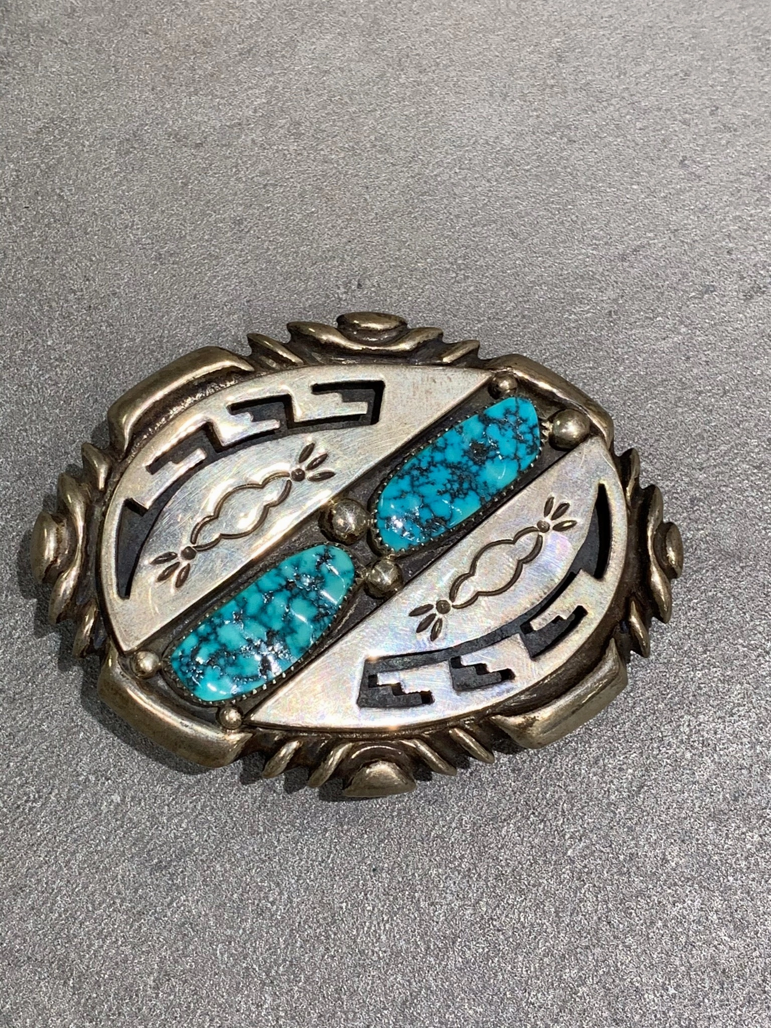 Subtle Spark Quick Style Wilson Begay Navajo Natural Turquoise Sterling Silver Buckle