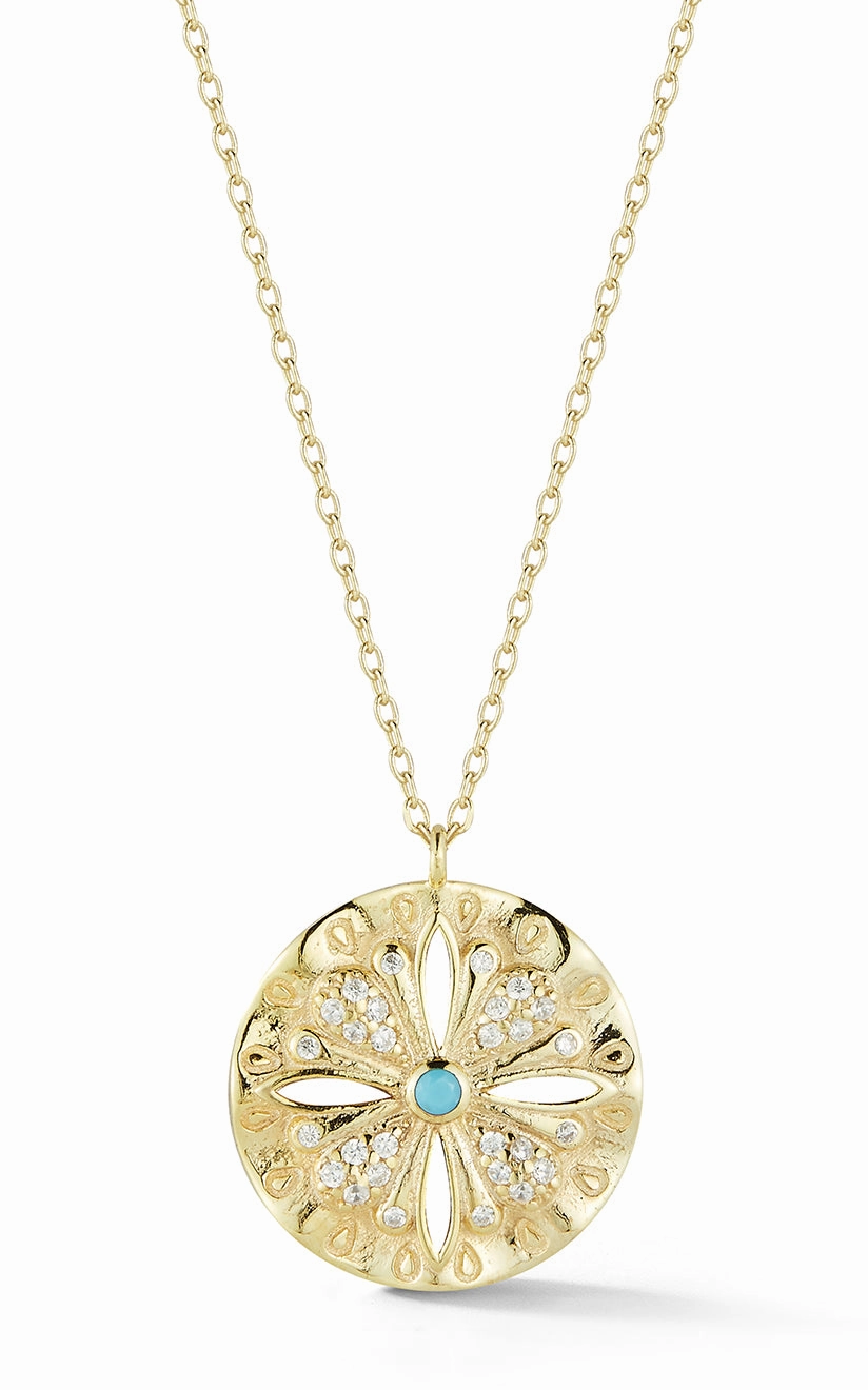 Fall Accent Turquoise Medallion Pendant Necklace