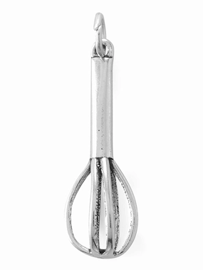 Premium Finish Refined Charm Wire Whisk Cooking Utensil Kitchen Charm Sterling Silver