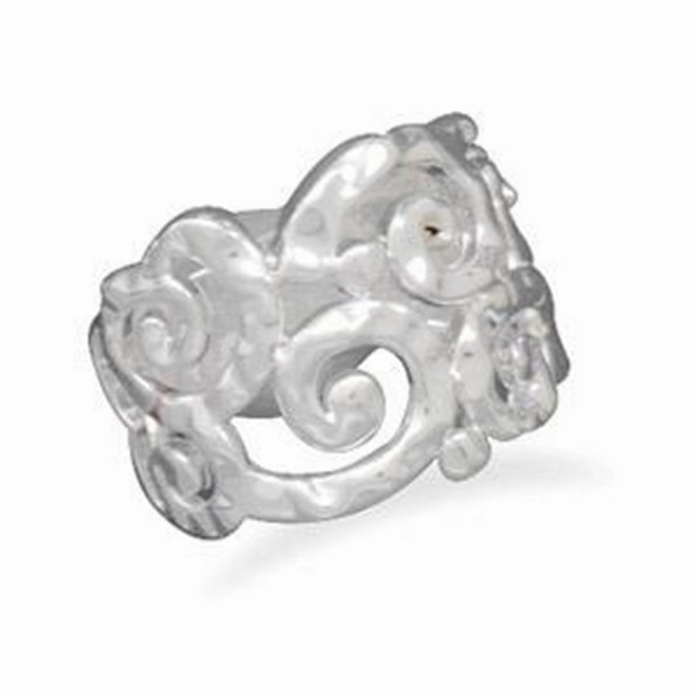 AzureBella Jewelry Scroll Ring Silvertone - size 8 Perfect Fit Artistic Jewelry