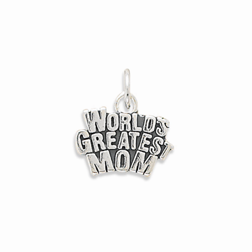 World's Greatest Mom Charm Sterling Silver - Made in the USA Gifting Ready
