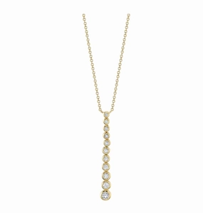 Modern Item You   Me 14K Yellow Gold Round Shape Diamonds Drop Pendant  (.37ctw)