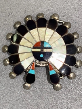 Timeless Jewelry Look Zuni Multi-Inlay Sterling Silver Sun Face Buckle